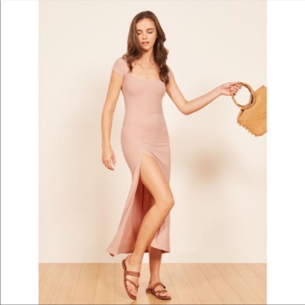 Reformation Blush Cap Sleeve Midi with slit XS